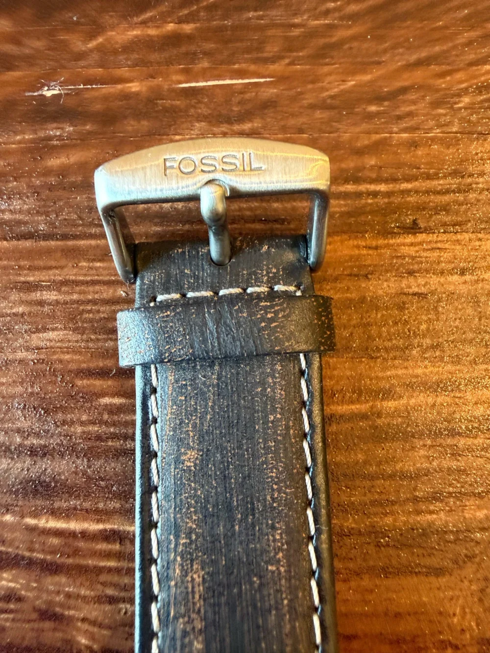 Vintage Fossil Architekt JR8130 Women's Watch Square Silver Dial Leather Cuff